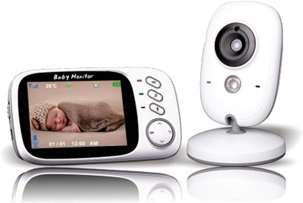Babá Eletronica Câmera Sem Fio Visão Noturna Lcd Digital,Branco - Imagem 4